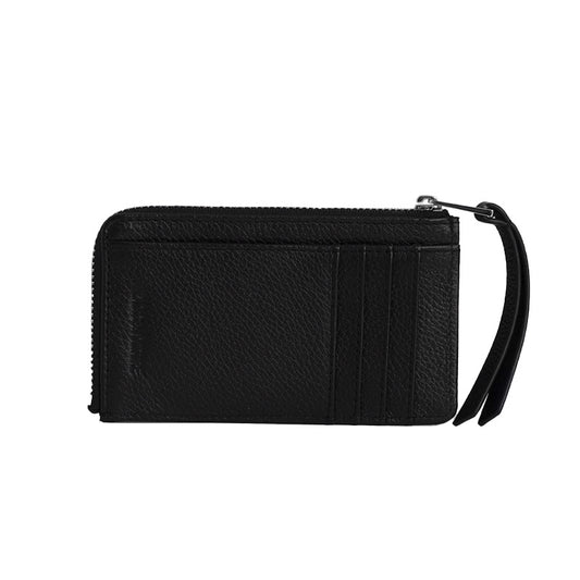 Zv card holder grained leather silver