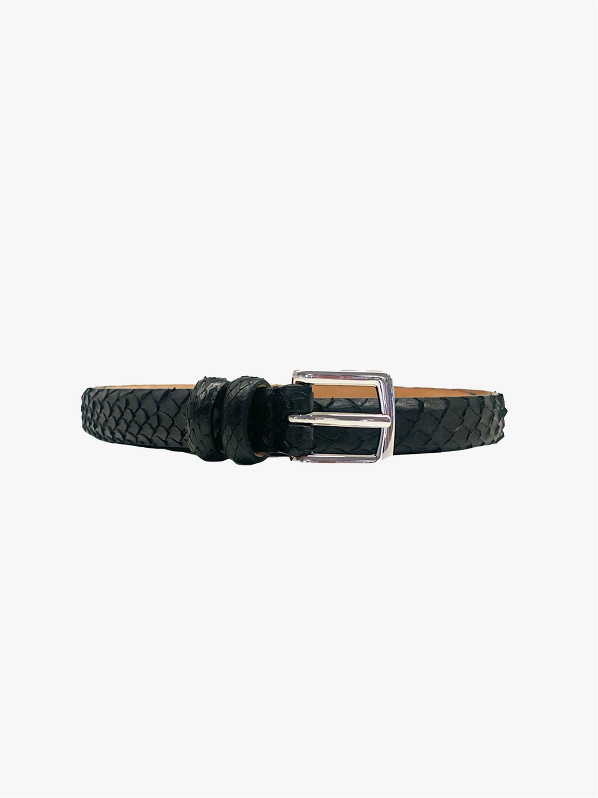 Genuine python leather belt nero