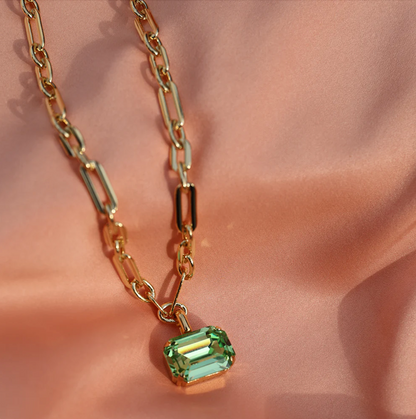 Lydia Chain Necklace Gold Peridot