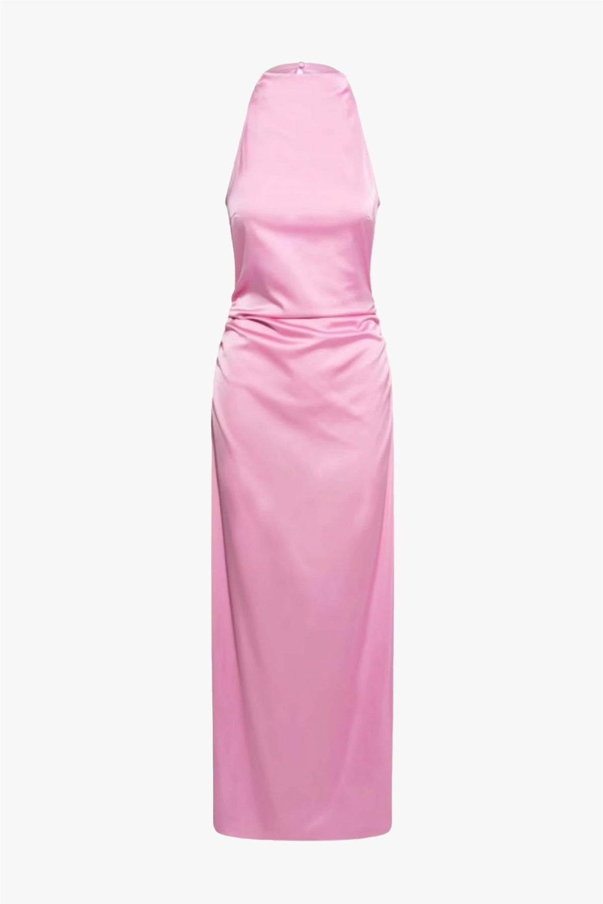 Halterneck ruched maxi