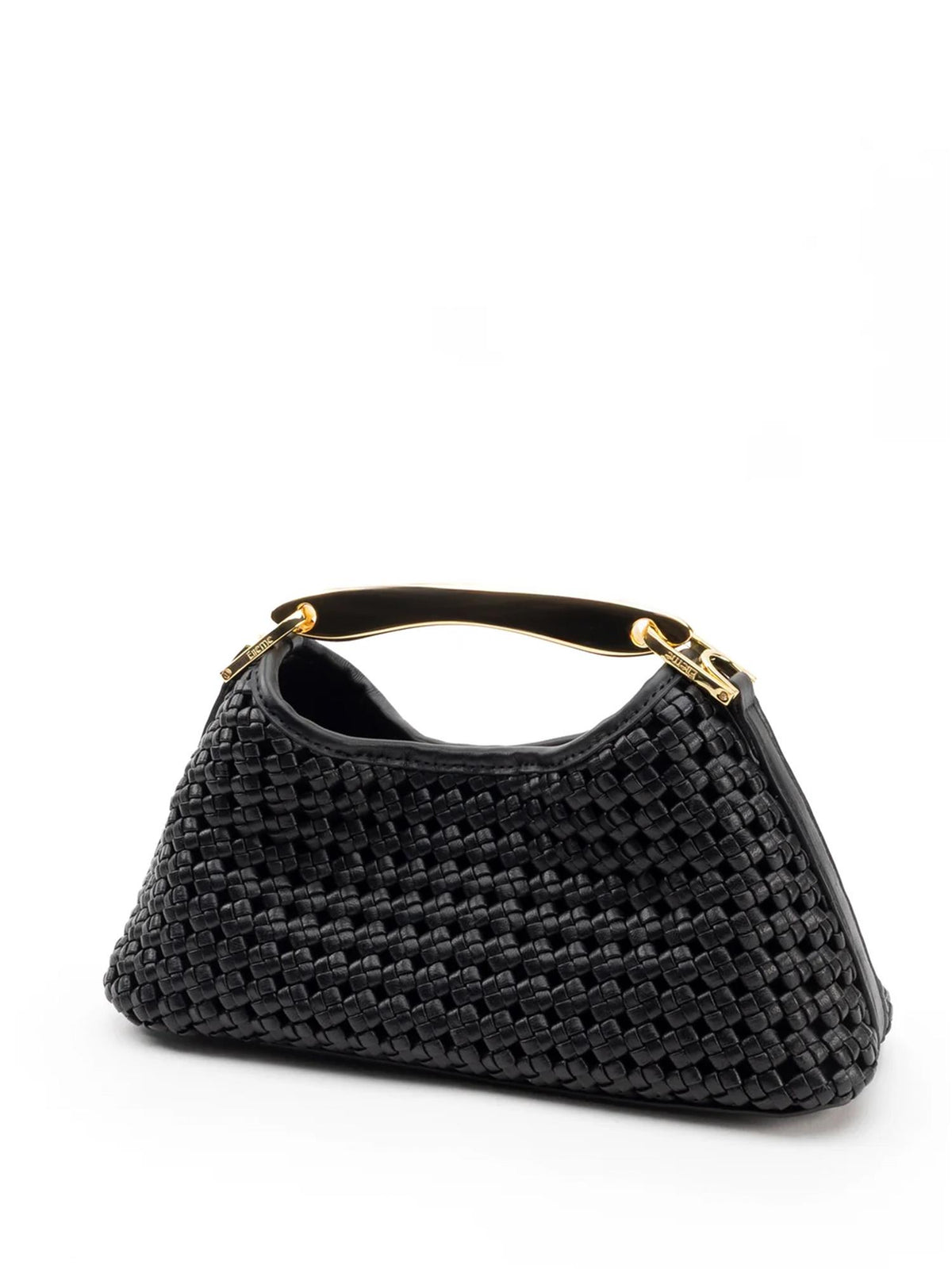 Mini Boomerang woven leather black