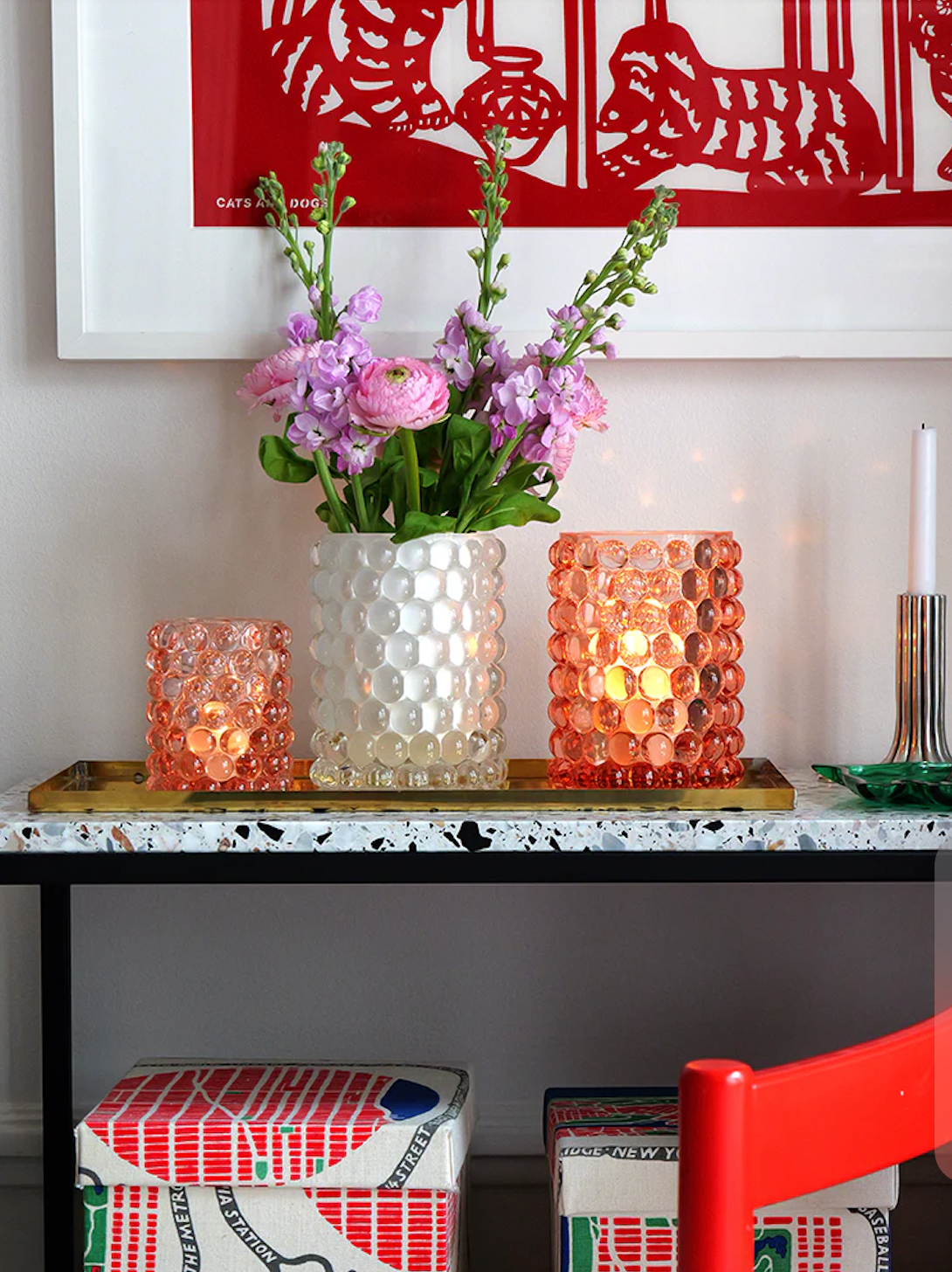 Hurricane Lamp Boule Rose