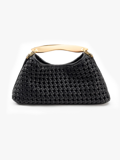 Mini Boomerang woven leather black