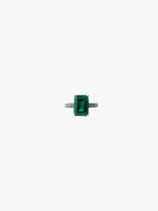 Mega rectangle ring green gold