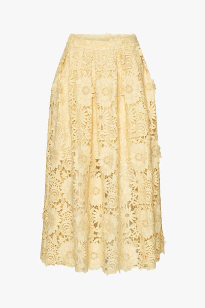 3D lace midi skirt