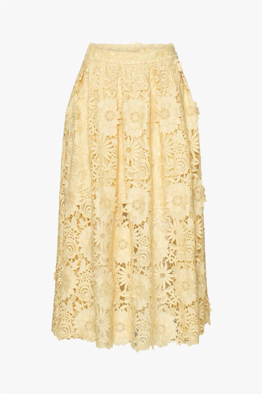3D lace midi skirt