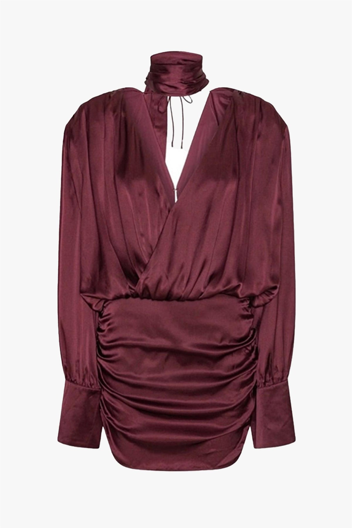 Long sleeve silk v-neck dress