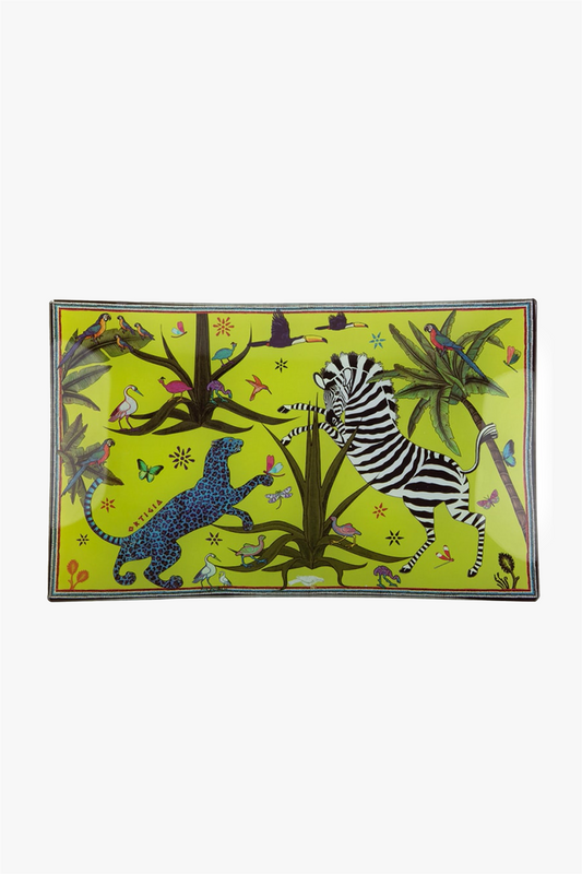 Glass plate rectangle jungle large