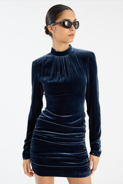 Silk velvet ls mini dress