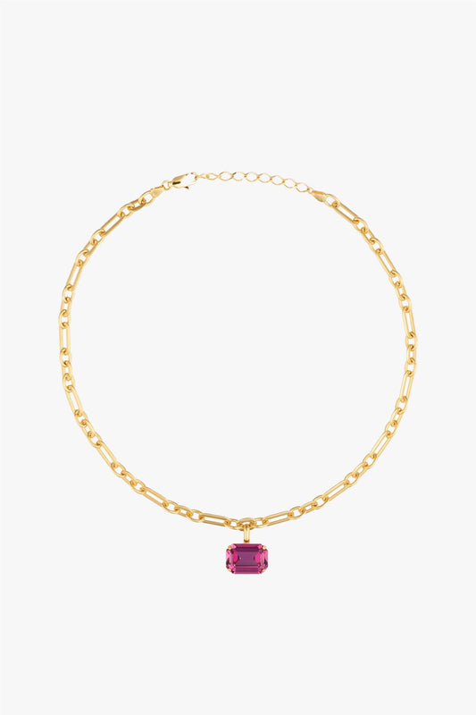 Lydia Chain Necklace Gold Dark Rose