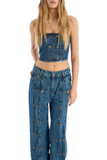 Button detail wide jeans - Bilde 2