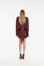Long sleeve silk v-neck dress - Bilde 3