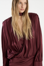 Long sleeve silk v-neck dress - Bilde 4