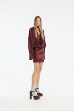 Long sleeve silk v-neck dress - Bilde 2