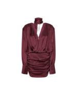 Long sleeve silk v-neck dress